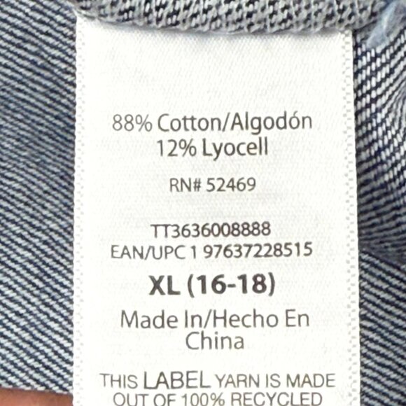 Time And Tru Women's Denim Sleeveless V-neck Button-Down Dress Size XL 16-18 NWT - Picture 7 of 9